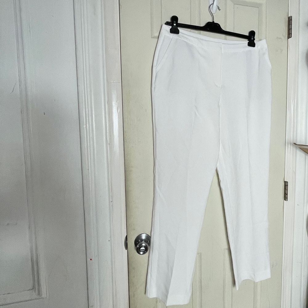 NEW Susan Graver 14 white classic office pants straight leg plus size - Picture 2 of 12